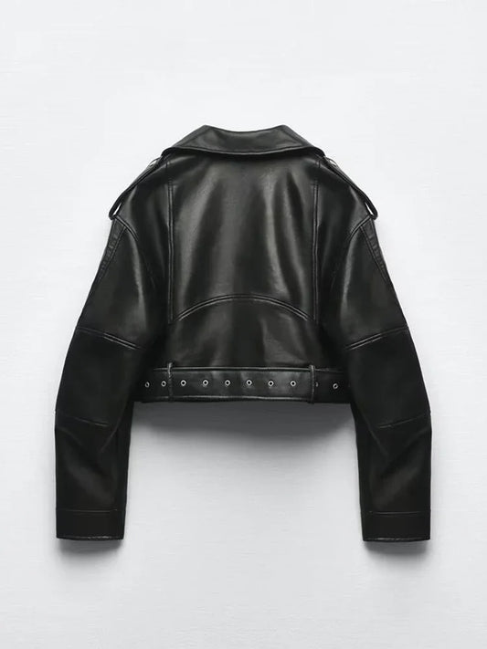 Jaqueta Cropped em Couro